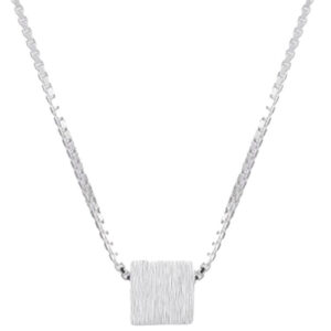 Brushed Block Pendant Necklace