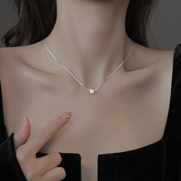 Brushed Block Pendant Necklace - Image 2